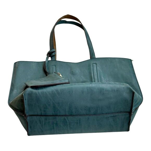 Faux Leather Unconstructed Large Open Top Tote/Top Handle Shoulder Bag for Women - Picture 6 of 8